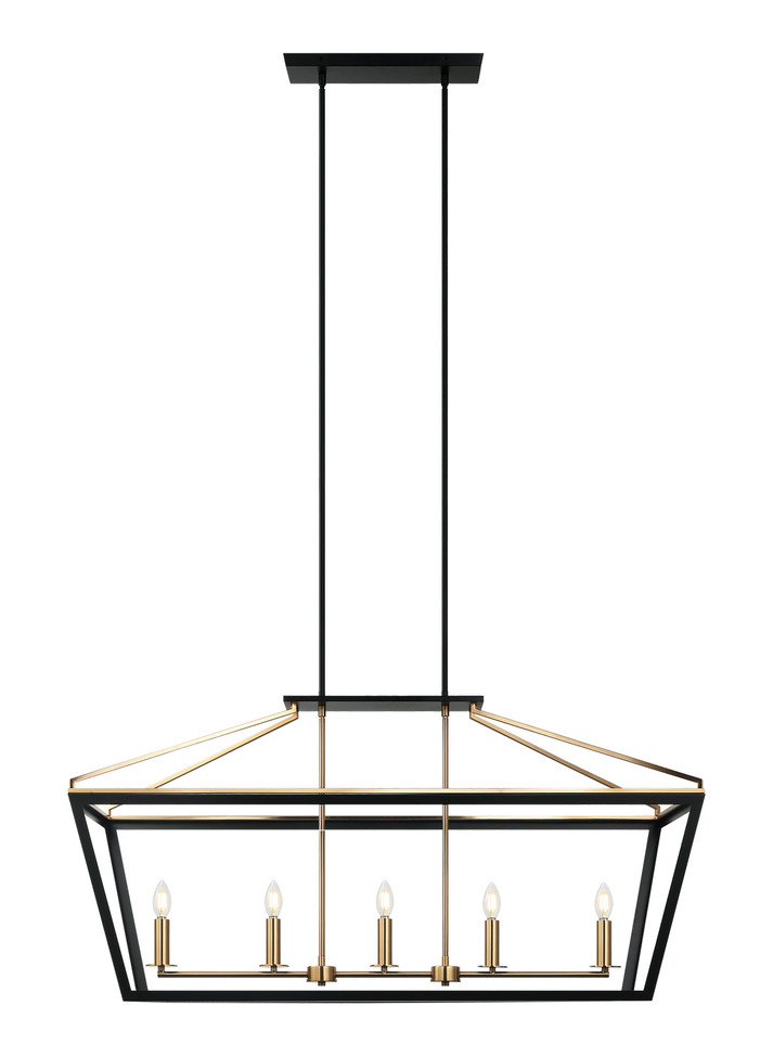 Matteo Lighting - C67005BKAG - Five Light Chandelier - Mavonshire - Black + Aged Gold Brass