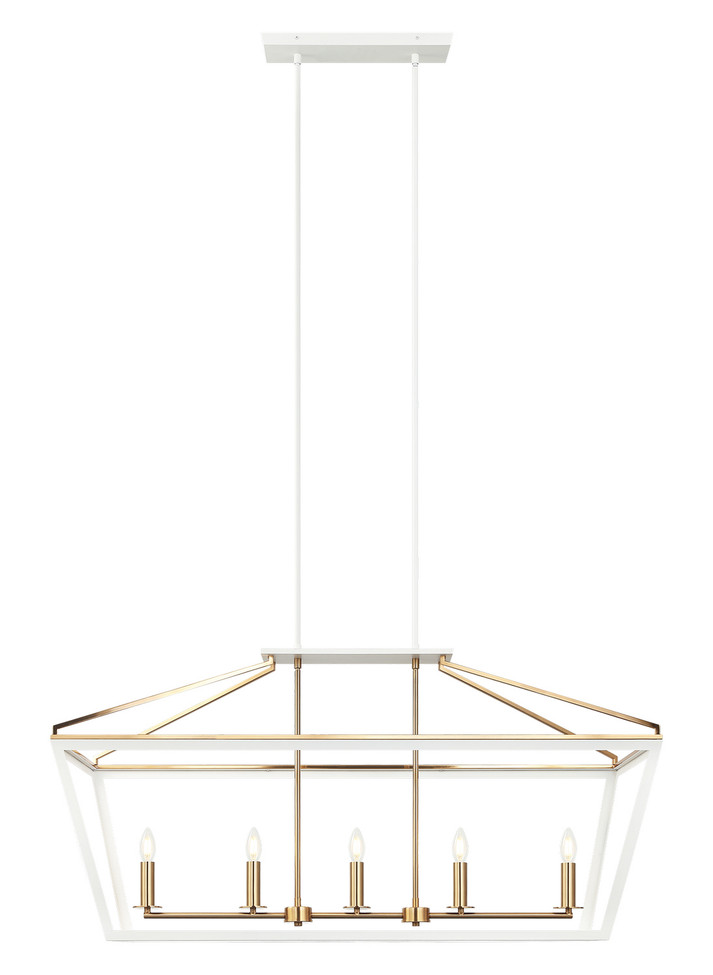 Matteo Lighting - C67005WHAG - Five Light Chandelier - Mavonshire - White + Aged Gold Brass