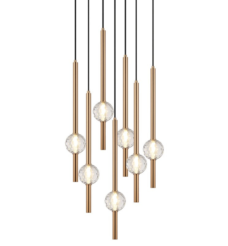 Matteo Lighting - C68907AG - Seven Light Pendant - Windchimer - Aged Gold Brass