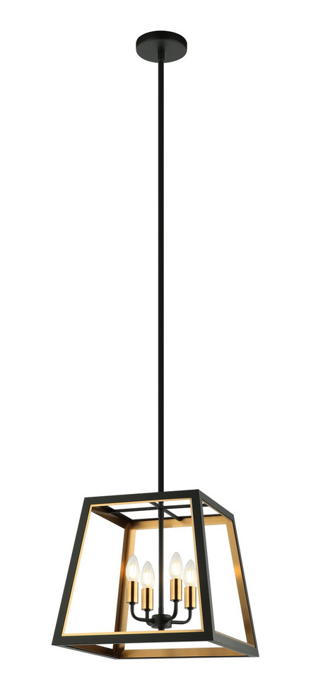 Matteo Lighting - C72104MBAG - Four Light Pendant - ROSALIE - Matte Black + Aged Gold Brass