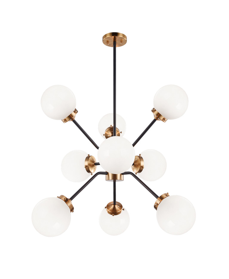 Matteo Lighting - C72309AGOP - Nine Light Chandelier - Maru - Aged Gold Brass