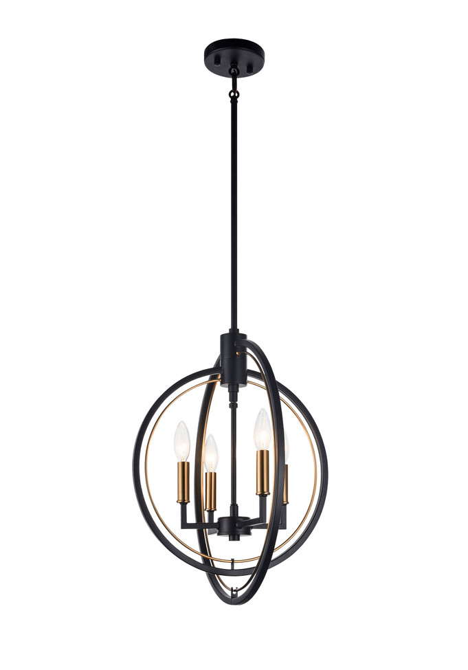 Matteo Lighting - C78604BK - Four Light Pendant - Odyssey - Black