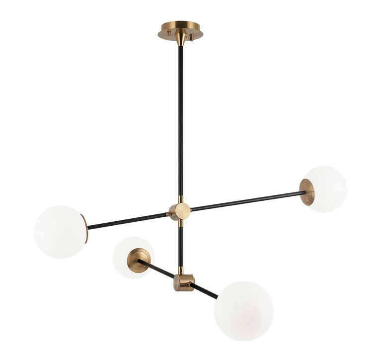 Matteo Lighting - C78714AGOP - Four Light Chandelier - Cosmic - Aged Gold Brass