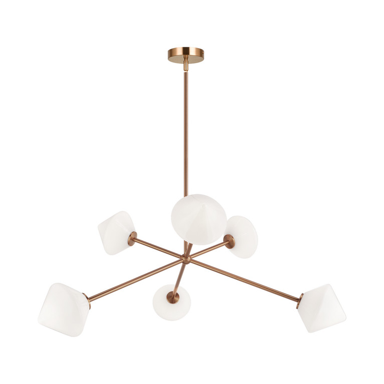 Matteo Lighting - C81746AGOP - Six Light Chandelier - NOVO - Aged Gold Brass