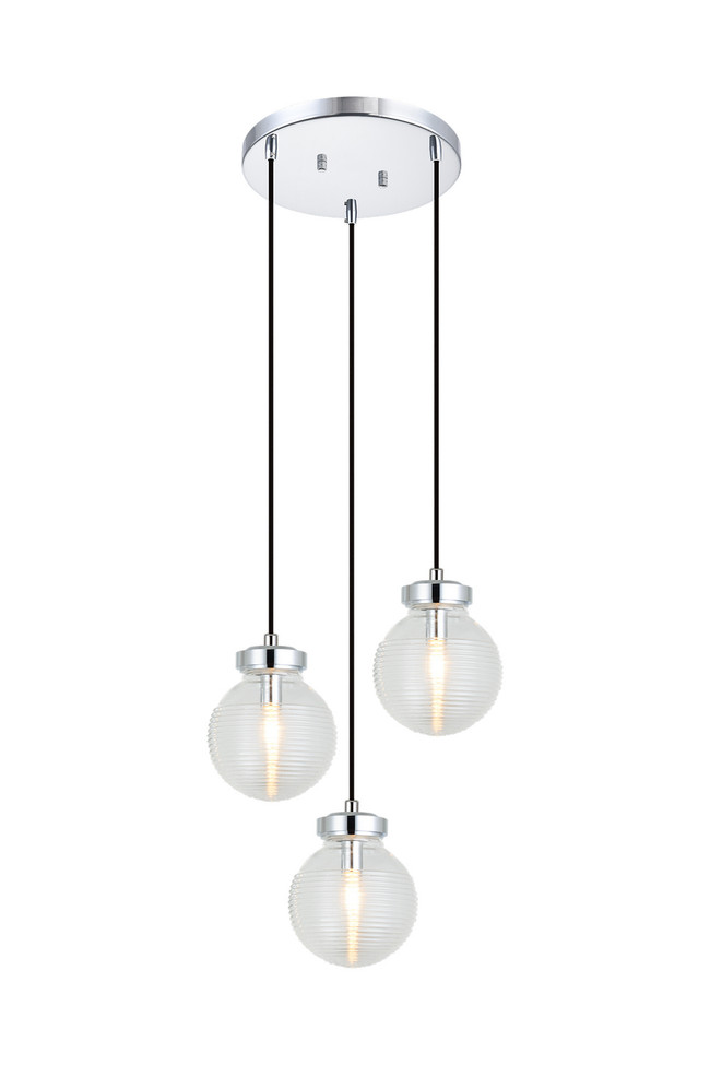 Matteo Lighting - C84003CHCL - Three Light Pendant - Ridge - Chrome
