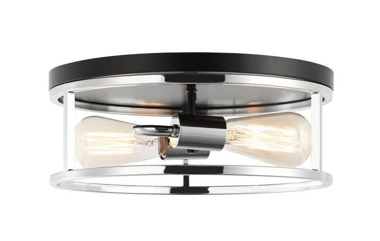 Matteo Lighting - M15502BKCH - Two Light Flush Mount - Clarke - Black + Chrome