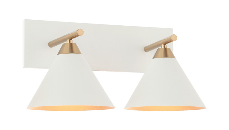 Matteo Lighting - S10602WH - Two Light Wall Sconce - BLISS - Aged Gold Brass + White