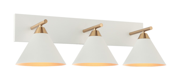 Matteo Lighting - S10603WH - Three Light Wall Sconce - BLISS - Aged Gold Brass + White