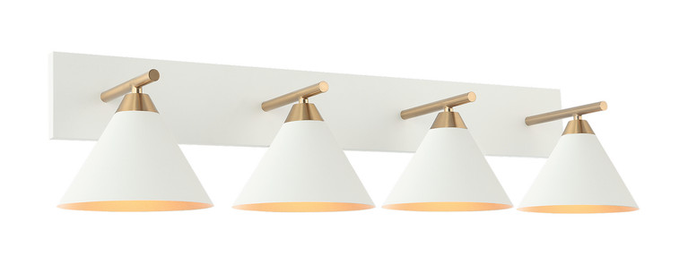 Matteo Lighting - S10604WH - Four Light Wall Sconce - BLISS - Aged Gold Brass + White