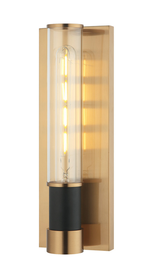 Matteo Lighting - W61201MBAG - One Light Wall Sconce - TUBO - Matte Black + Aged Gold Brass