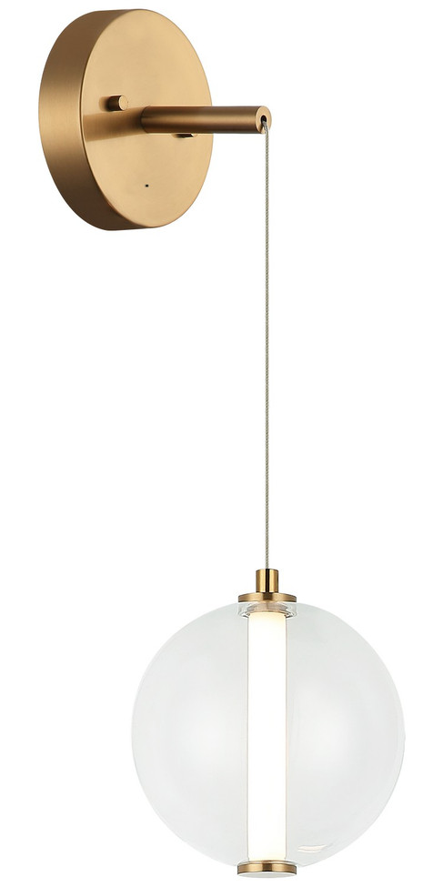 Matteo Lighting - W69601AGCL - LED Wall Sconce - BELANGE - Aged Gold Brass