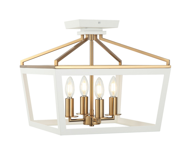 Matteo Lighting - X67004WHAG - One Light Ceiling Mount - Mavonshire - White + Aged Gold Brass
