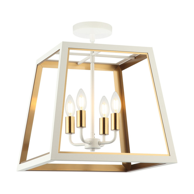 Matteo Lighting - X72104WHAG - Four Light Ceiling Mount - ROSALIE - White + Aged Gold Brass