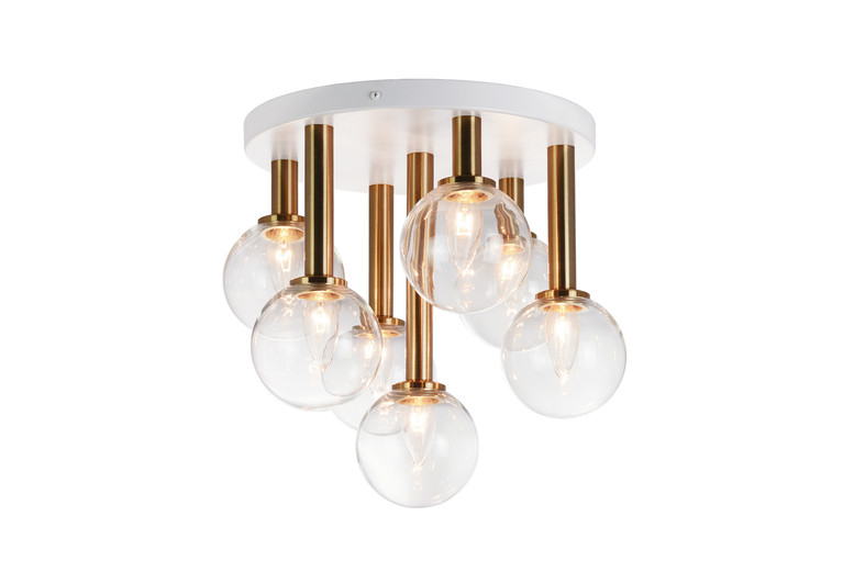 Matteo Lighting - X75307AGCL - Seven Light Flush Mount - Stellar - Aged Gold Brass