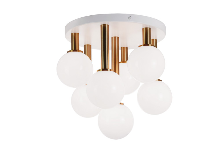 Matteo Lighting - X75307AGOP - Seven Light Flush Mount - Stellar - Aged Gold Brass