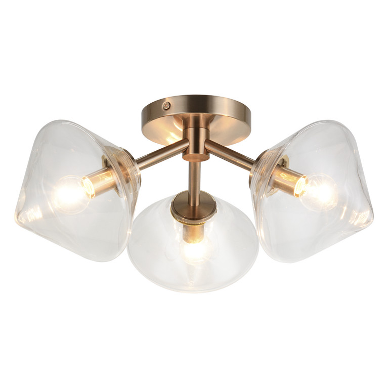 Matteo Lighting - X81743AGCL - Three Light Ceiling Mount - NOVO - Aged Gold Brass