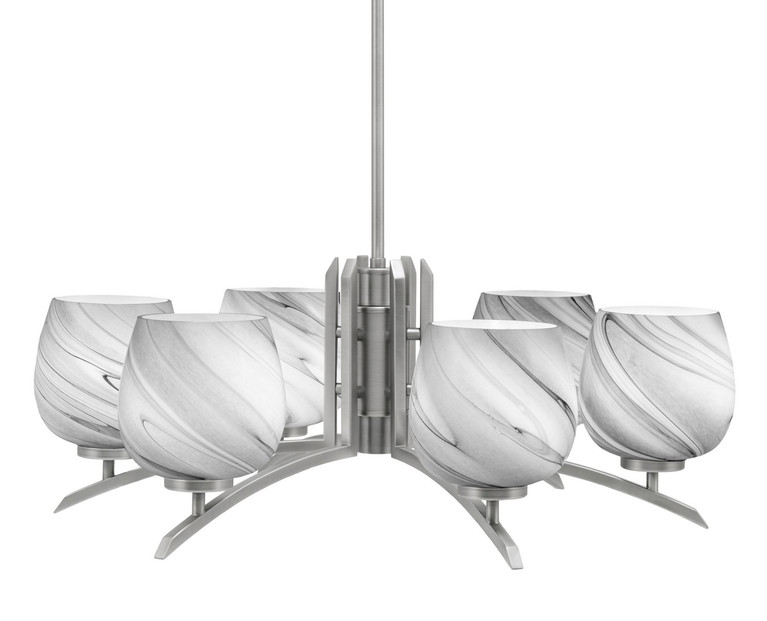 Toltec Lighting - 3706-GP-4819 - Six Light Chandelier - Kurve - Graphite