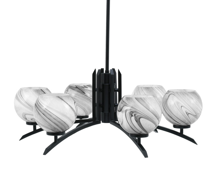 Toltec Lighting - 3706-MB-4109 - Six Light Chandelier - Kurve - Matte Black