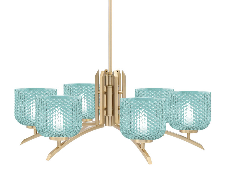 Toltec Lighting - 3706-NAB-4615 - Six Light Chandelier - Kurve - New Age Brass