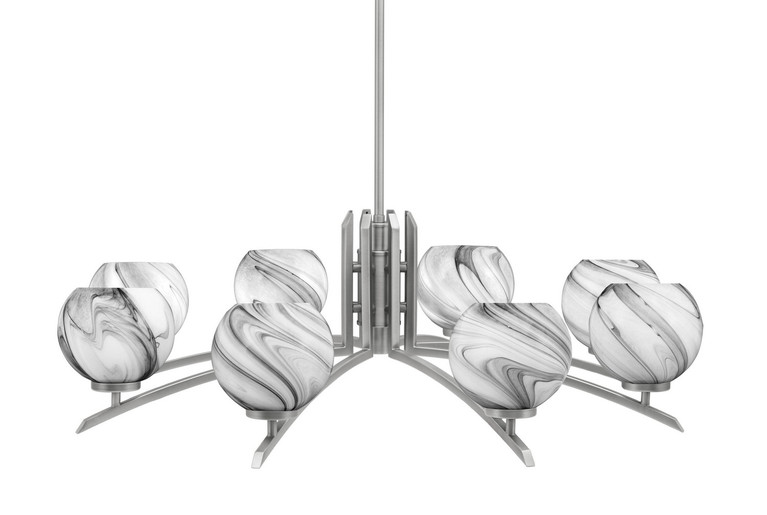 Toltec Lighting - 3708-GP-4109 - Eight Light Chandelier - Kurve - Graphite