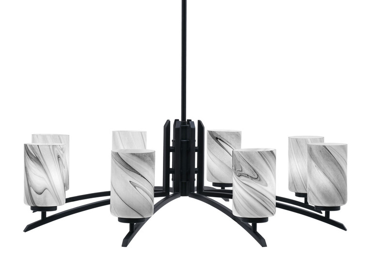 Toltec Lighting - 3708-MB-3009 - Eight Light Chandelier - Kurve - Matte Black