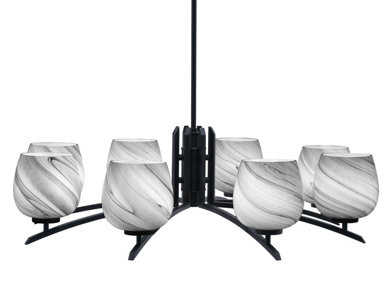 Toltec Lighting - 3708-MB-4819 - Eight Light Chandelier - Kurve - Matte Black