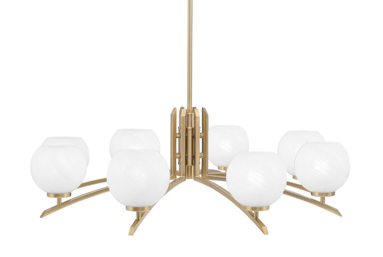 Toltec Lighting - 3708-NAB-4101 - Eight Light Chandelier - Kurve - New Age Brass