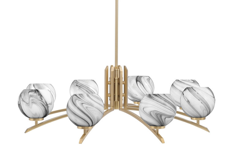 Toltec Lighting - 3708-NAB-4109 - Eight Light Chandelier - Kurve - New Age Brass