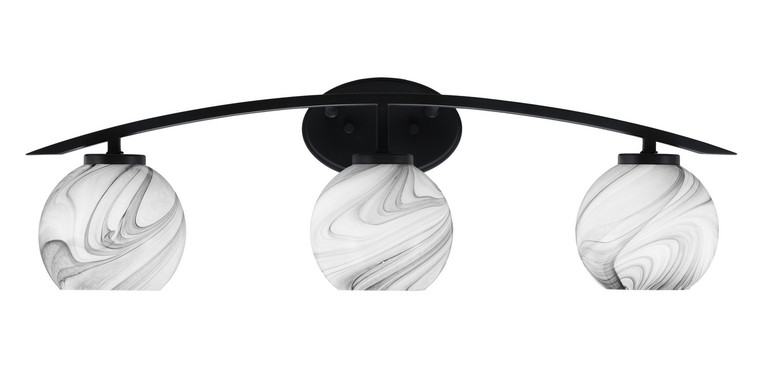 Toltec Lighting - 3723-MB-4109 - Three Light Bath Bar - Kurve - Matte Black