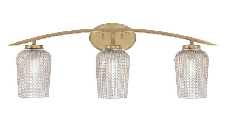 Toltec Lighting - 3723-NAB-4253 - Three Light Bath Bar - Kurve - New Age Brass