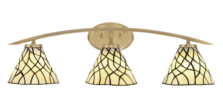 Toltec Lighting - 3723-NAB-9115 - Three Light Bath Bar - Kurve - New Age Brass