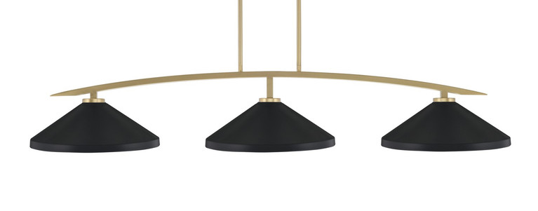 Toltec Lighting - 3733-NAB-424-MB - Three Light Bar - Kurve - New Age Brass