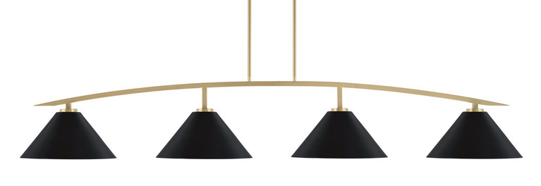 Toltec Lighting - 3734-NAB-420-MB - Four Light Bar - Kurve - New Age Brass