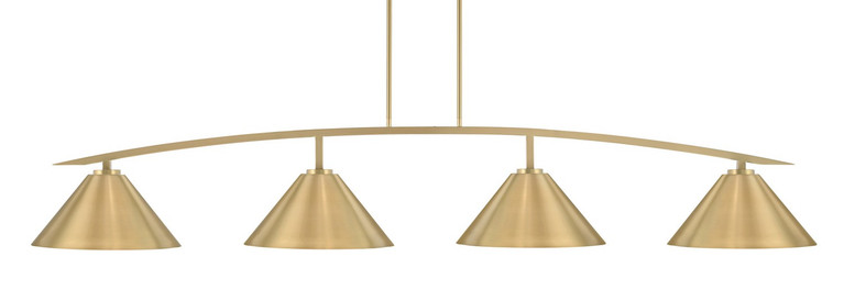 Toltec Lighting - 3734-NAB-420-NAB - Four Light Bar - Kurve - New Age Brass