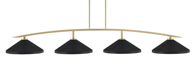 Toltec Lighting - 3734-NAB-424-MB - Four Light Bar - Kurve - New Age Brass