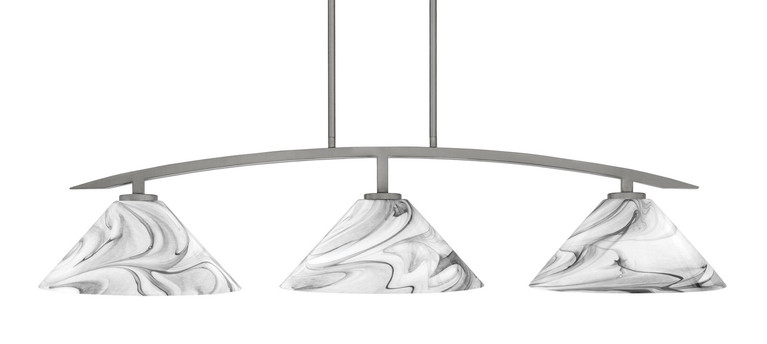 Toltec Lighting - 3736-GP-2129 - Three Light Island Pendant - Kurve - Graphite