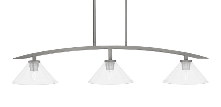 Toltec Lighting - 3736-GP-304 - Three Light Island Pendant - Kurve - Graphite