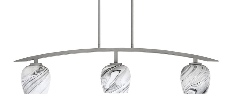 Toltec Lighting - 3736-GP-4819 - Three Light Island Pendant - Kurve - Graphite