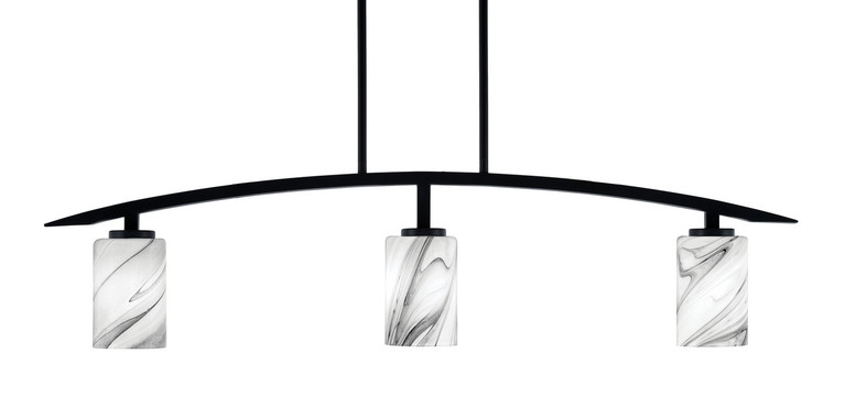 Toltec Lighting - 3736-MB-3009 - Three Light Island Pendant - Kurve - Matte Black