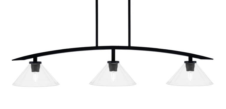Toltec Lighting - 3736-MB-304 - Three Light Island Pendant - Kurve - Matte Black
