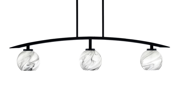 Toltec Lighting - 3736-MB-4109 - Three Light Island Pendant - Kurve - Matte Black