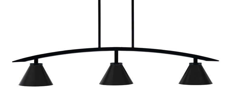 Toltec Lighting - 3736-MB-421-MB - Three Light Island Pendant - Kurve - Matte Black
