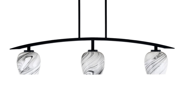 Toltec Lighting - 3736-MB-4819 - Three Light Island Pendant - Kurve - Matte Black