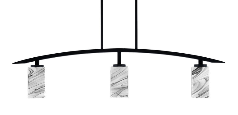 Toltec Lighting - 3736-MB-549 - Three Light Island Pendant - Kurve - Matte Black