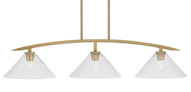 Toltec Lighting - 3736-NAB-306 - Three Light Island Pendant - Kurve - New Age Brass