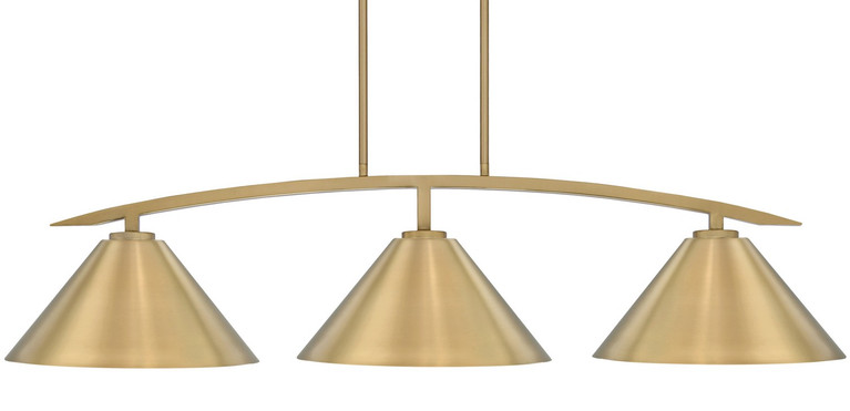 Toltec Lighting - 3736-NAB-420-NAB - Three Light Island Pendant - Kurve - New Age Brass
