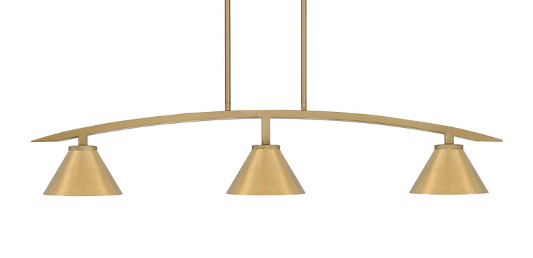 Toltec Lighting - 3736-NAB-421-NAB - Three Light Island Pendant - Kurve - New Age Brass