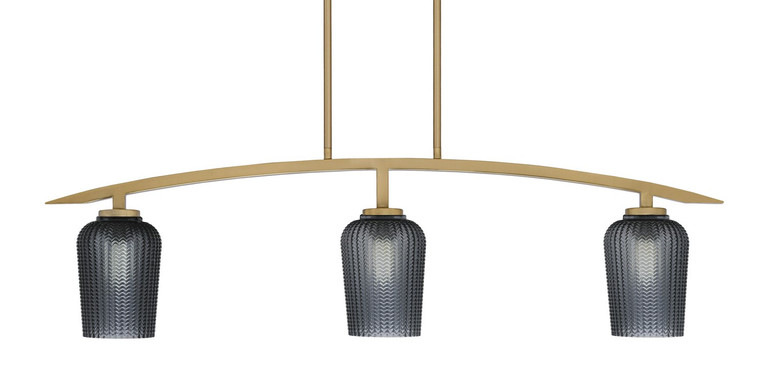 Toltec Lighting - 3736-NAB-4252 - Three Light Island Pendant - Kurve - New Age Brass