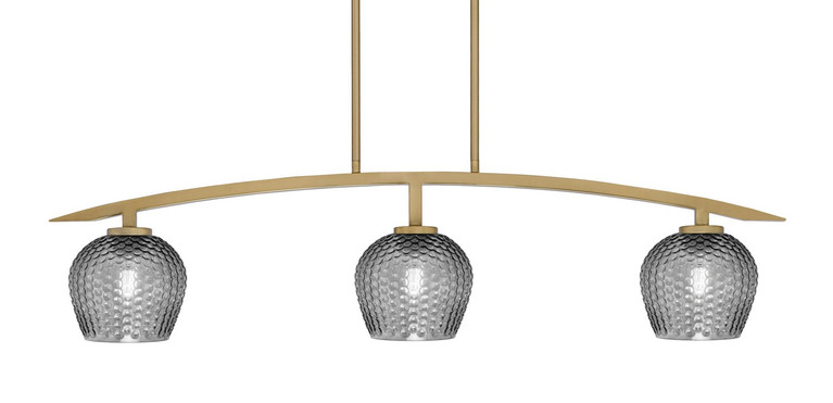 Toltec Lighting - 3736-NAB-4602 - Three Light Island Pendant - Kurve - New Age Brass