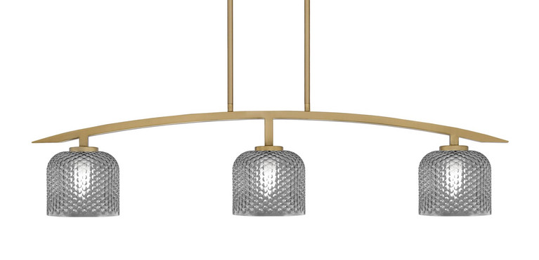 Toltec Lighting - 3736-NAB-4612 - Three Light Island Pendant - Kurve - New Age Brass